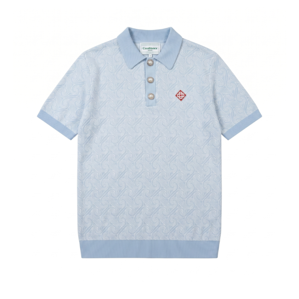 Casablanca Monogram Jacquard Knit Polo Shirt