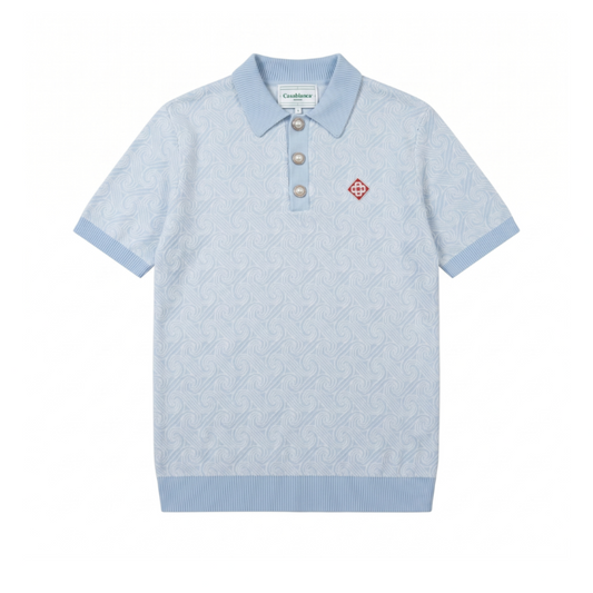 Casablanca Monogram Jacquard Knit Polo Shirt