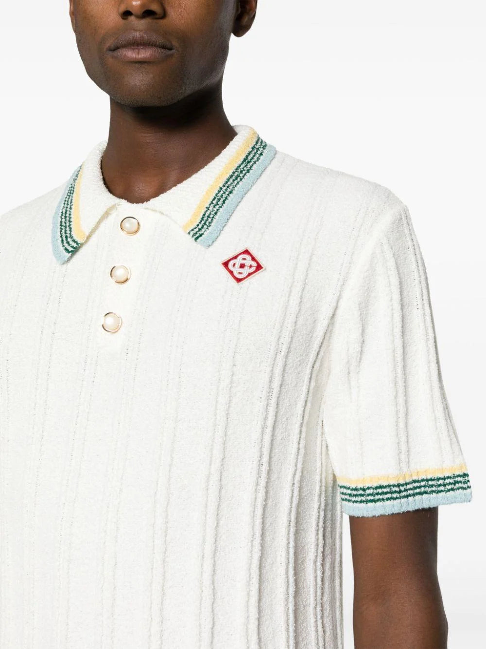 Casablanca Ribbed Boucle Knit Polo